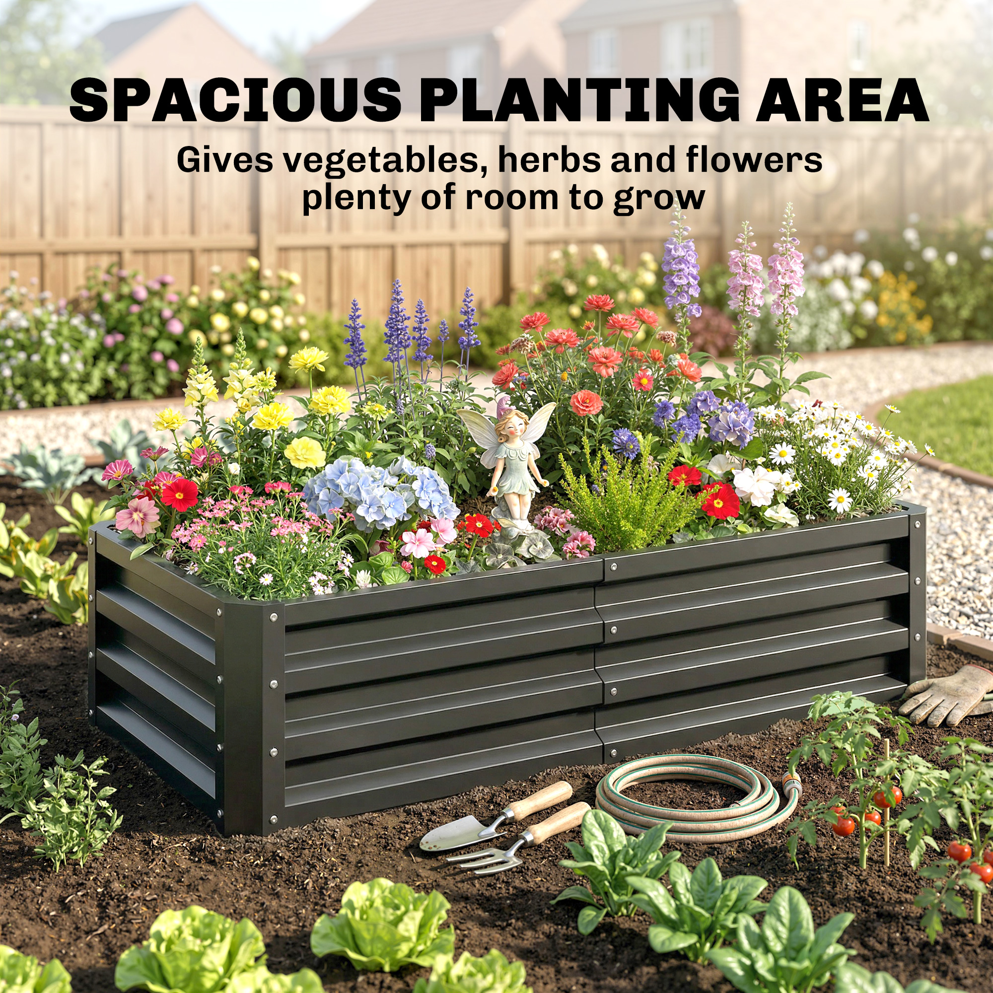 Garden Elevated Flower Beds, Galvanized Outdoor Planting Boxes, Suitable — image 11