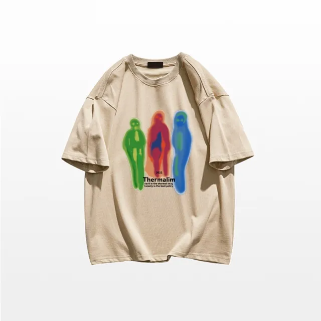 American Street Niche Design Short sleeved T shirt Retro Shoulder Khaki - Shop at LoveMi