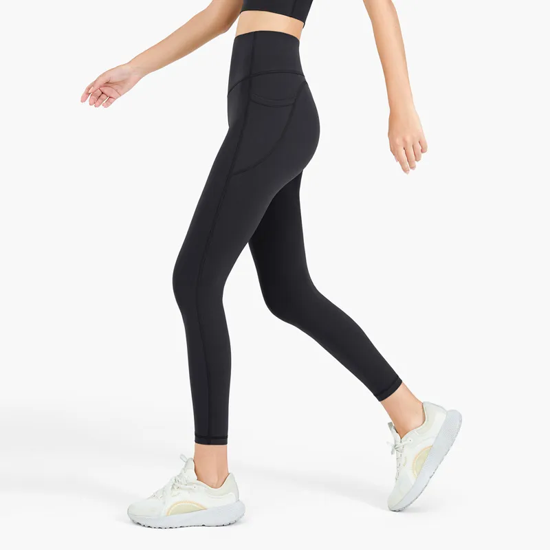 Women's Hip Lift High Waist Running Sports Elastic Breathable Ninth Fitness Pants - Black