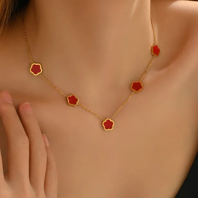 Lxalry 18K Gold Plated Five Leaf Clover Necklace Modern Minimalist Stainless Steel Jewelry Hypoallergenic Tarnish Free Gift For Women Wife Mom Ever... Hwcnsy28 - Shop at LoveMi