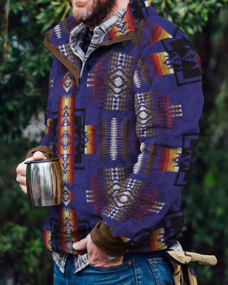 Autumn And Winter Casual Button Pocket Flannel Plush Men's Sweater