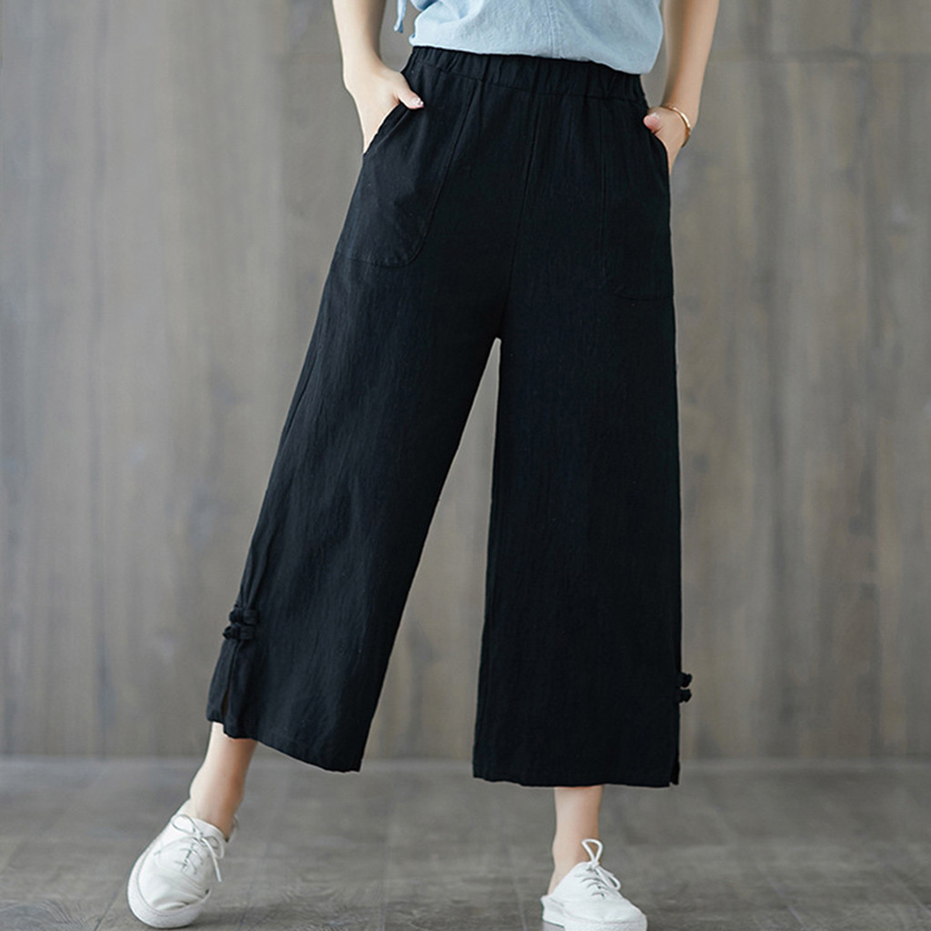 Title 6, Ethnic style retro cross-leg wide-leg pants