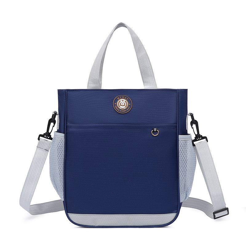 Primary School Printing And Tutoring Bag, Oxford Cloth Tote Bag, Children's One Shoulder Hand-held Printing Logo Tutoring Art File Bag - Blue
