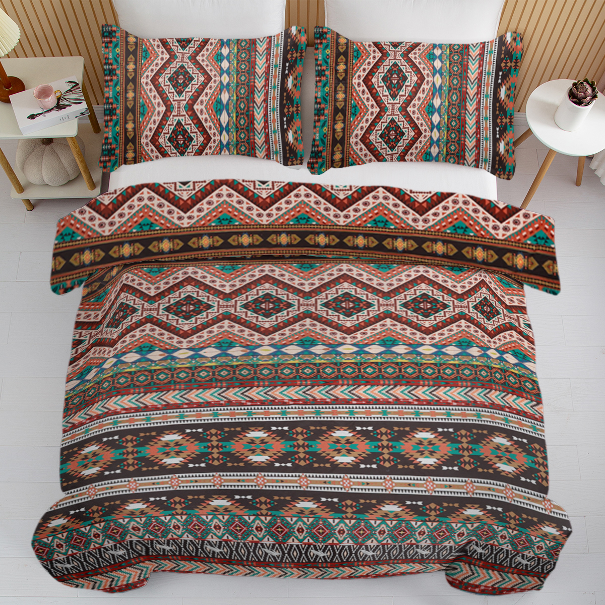 Bohemian Duvet Cover Set, Boho Striped Pattern Bedspread Set For All Season... 3