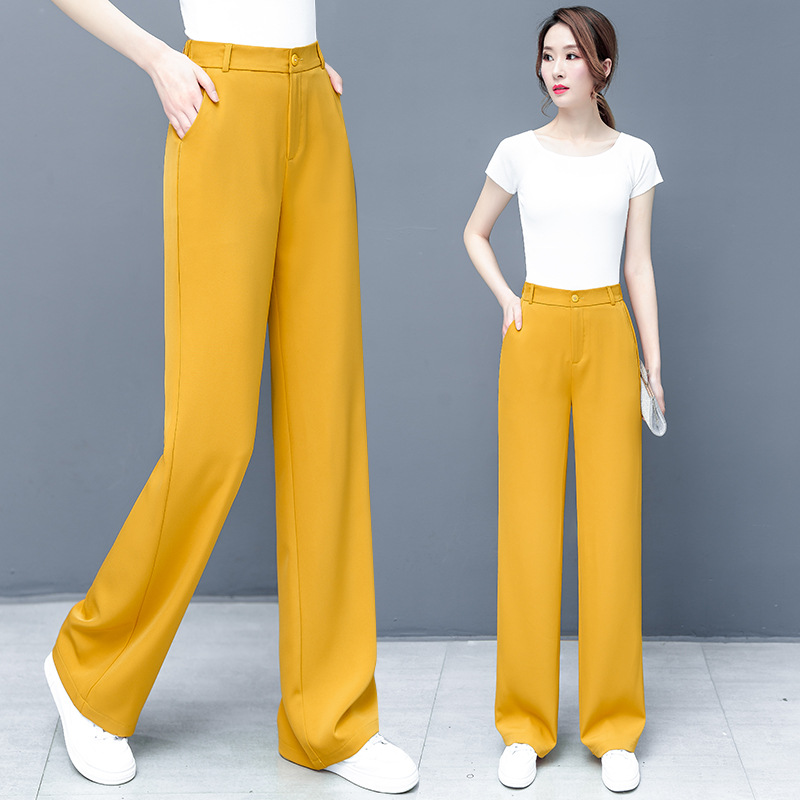 Casual Chiffon Straight Leg Pants Ladies Trousers