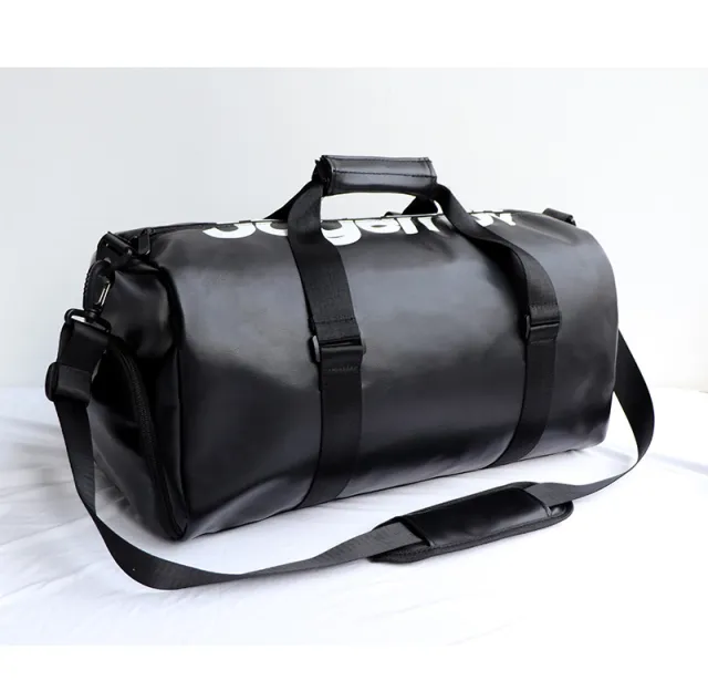 PU Leather Travel Bag Large Capacity Crossbody Sports Black - Shop at LoveMi