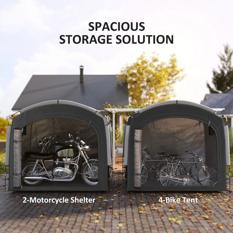 Bike Storage Shed Tent, Portable And Waterproof With 210D Oxford Fabric And Carry Bag For 3-4 Bicycles, Black thumbnail 6