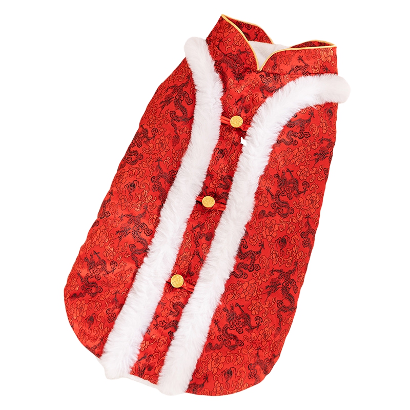 And Winter, Large And Medium sized Dogs, Golden Retrievers, New Year Rabbit Fur, Large Dogs, Button up Tang Suits, Chinese style Cotton padded Clot... Red - Shop at LoveMi