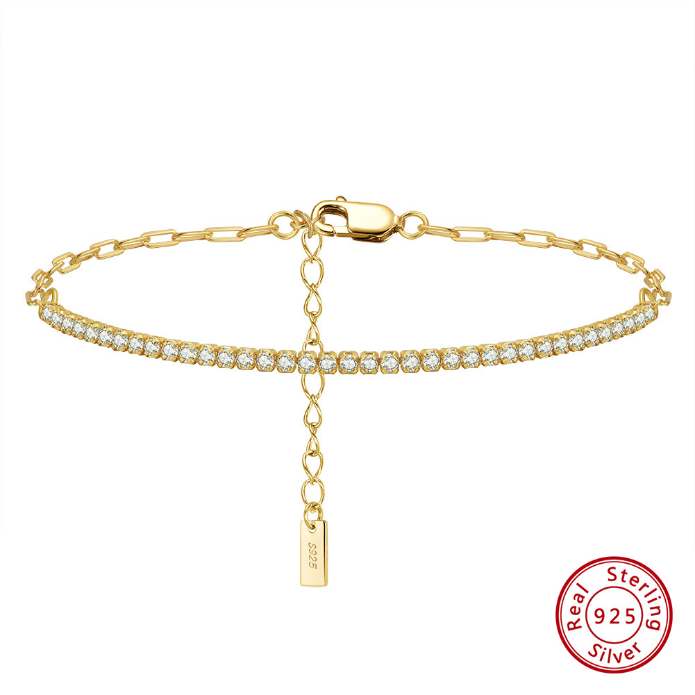 Jewelry Sterling Silver Bracelet Temperament 4A Zircon Inlay