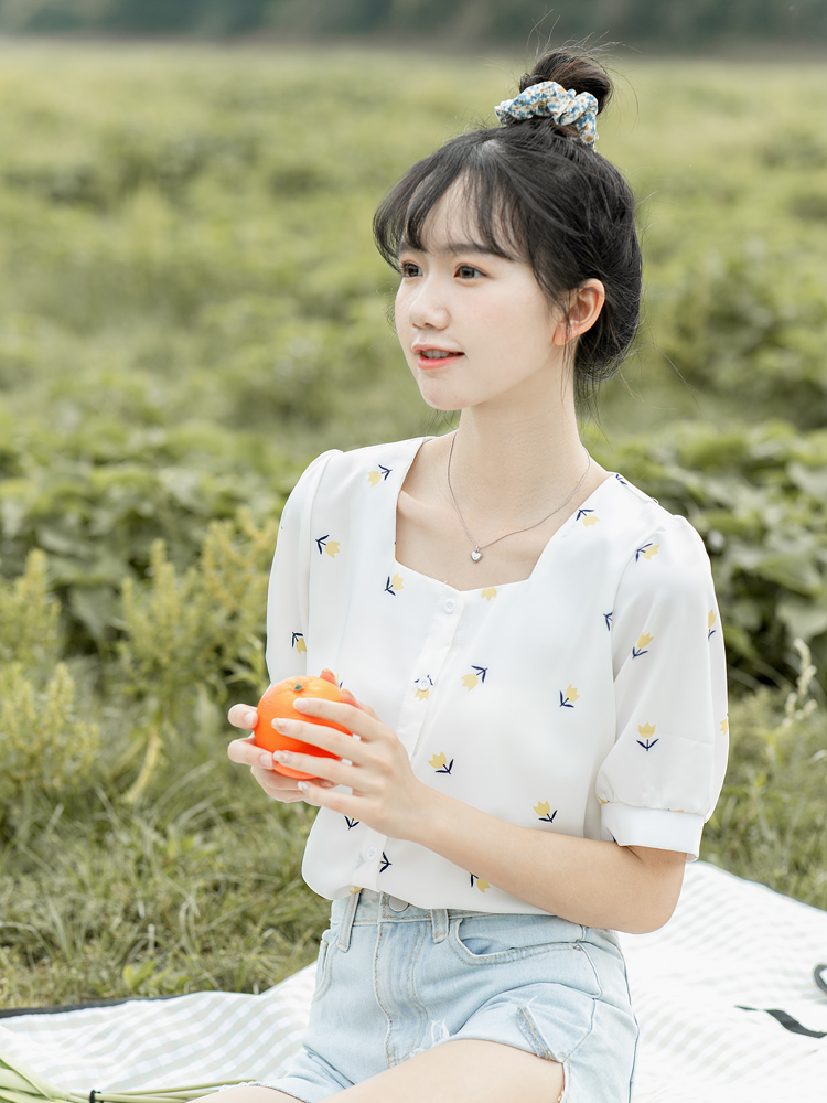 Women's Niche Short Sleeve Chiffon Shirt Design