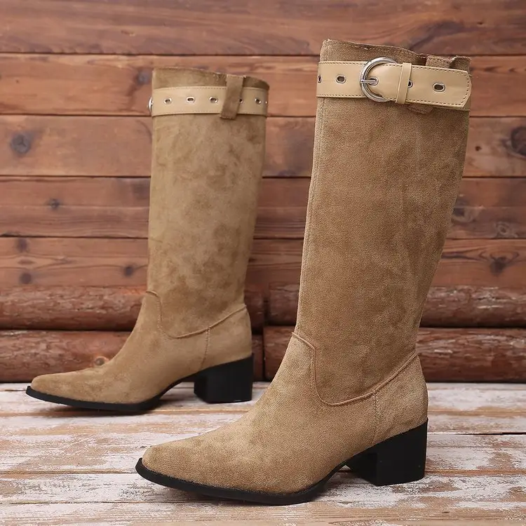 French Retro Thick Heeled Boots