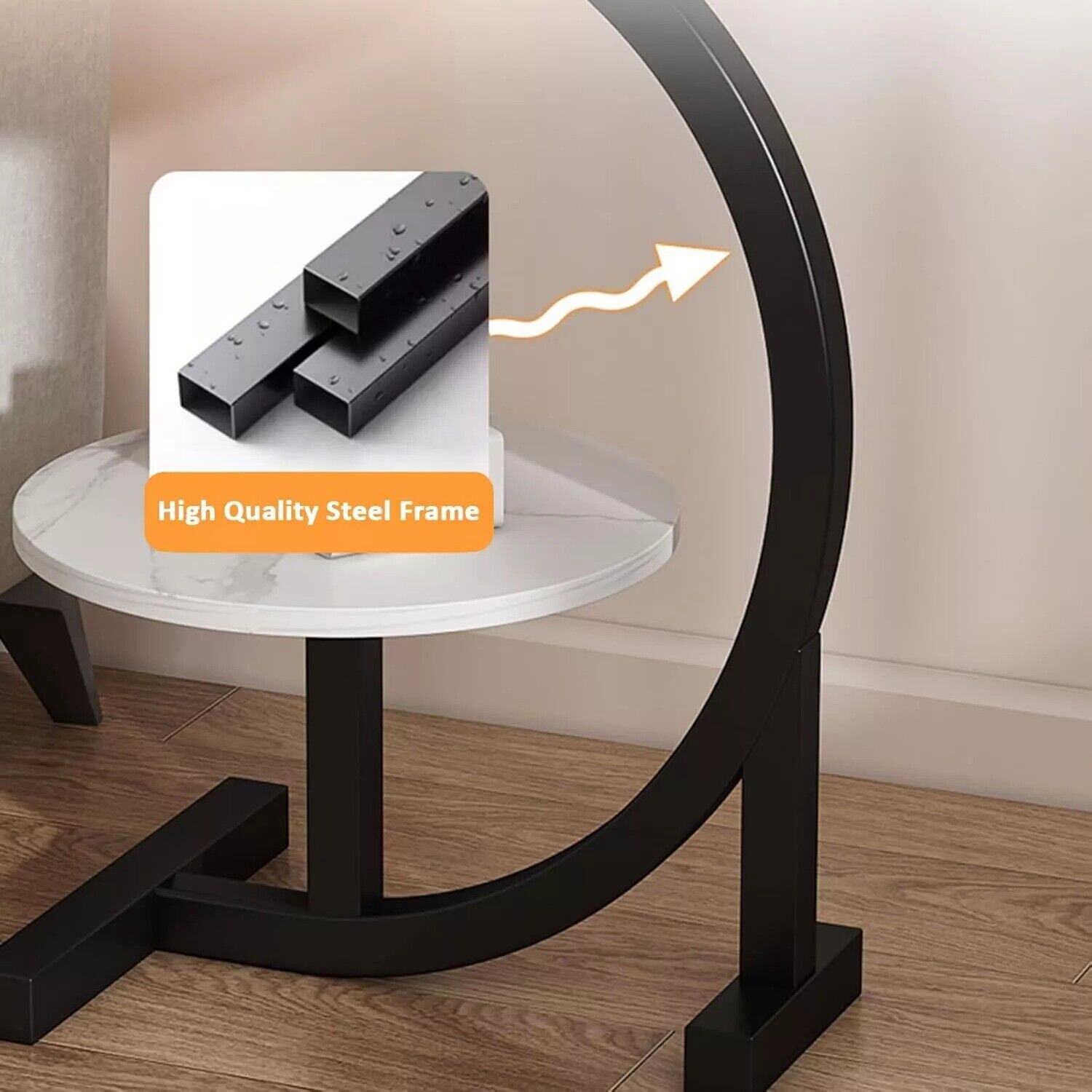 Side Table C Shaped For Sofa Coffee End Tables Living Room Bedside — image 9