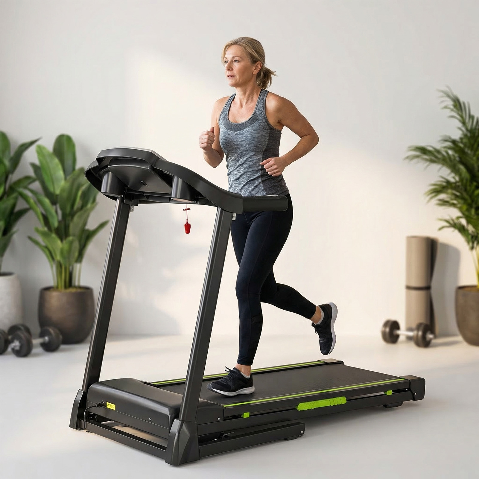 3.5  Portable Foldable Treadmill With Handles  Slope Home Walking Running Treadmill 0.5-7.5 MPH 330 Lb Weight Capacity