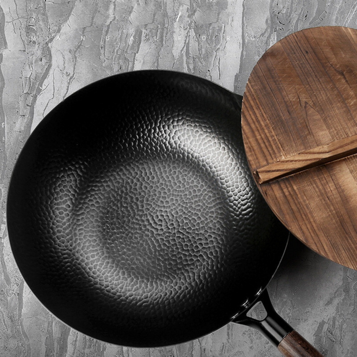 32CM Household Pure Iron Wok Non Coated Cast Pan For Gas Induction Cookers — image 2