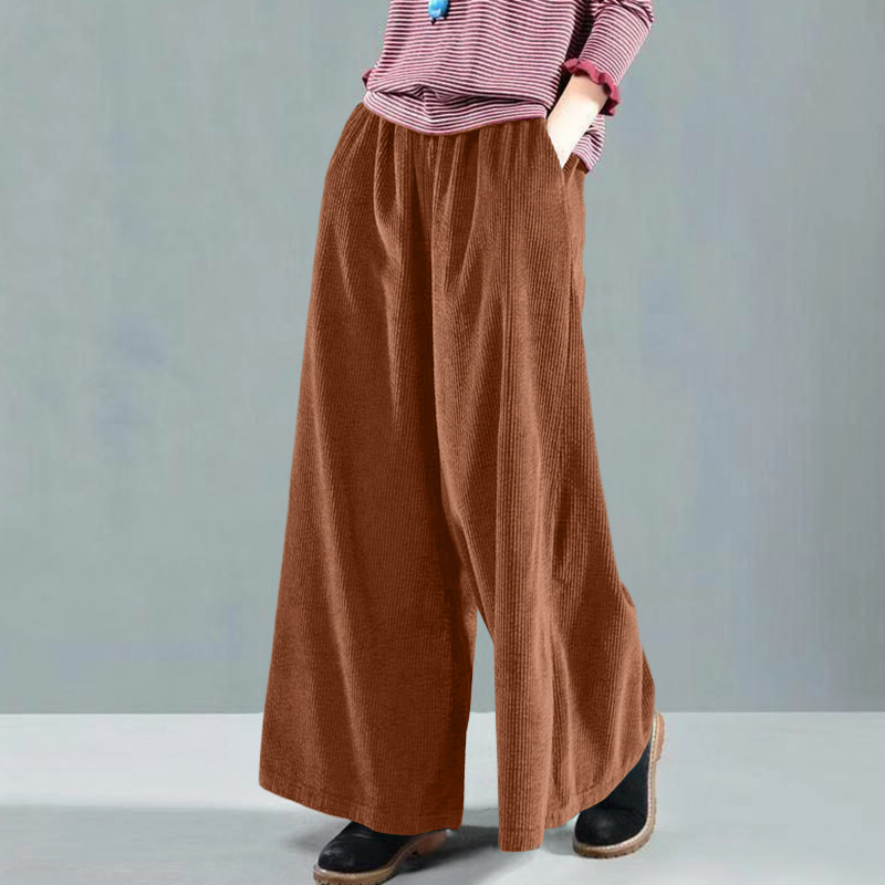 Women's Temperament Commuter Loose Solid Color Wide Leg Pants
