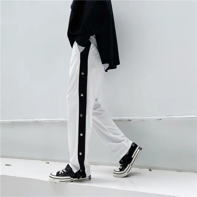 Split casual wide leg pants White - Shop at LoveMi