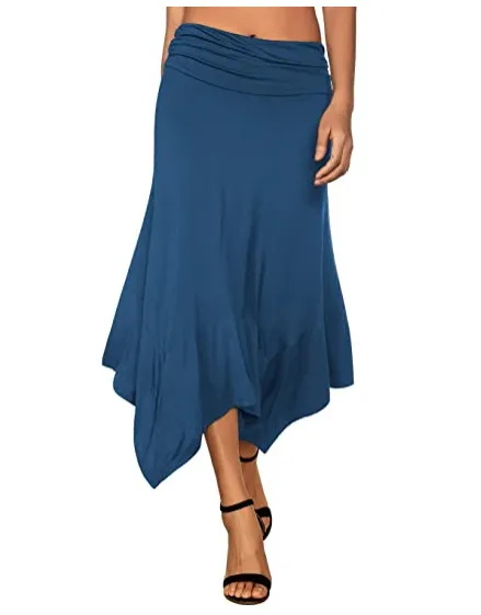 Irregular Skirt Elegant Square Scarf Hem European Temperament Commuter Knitted Casual Long Skirt Royal Blue - Shop at LoveMi