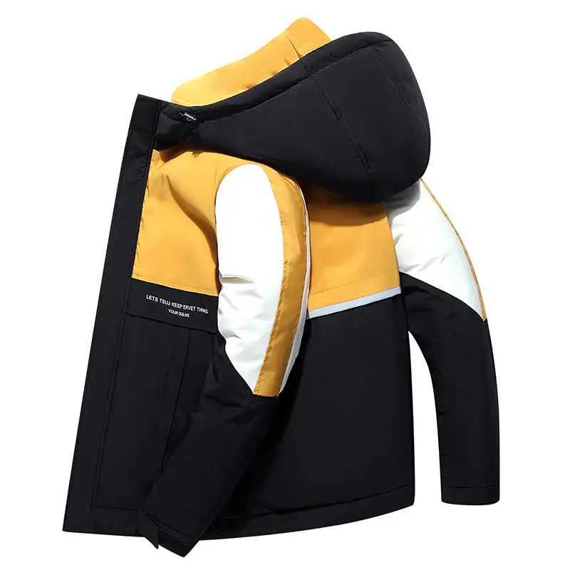 Men's Workwear Short Hooded White Duck Down Jacket