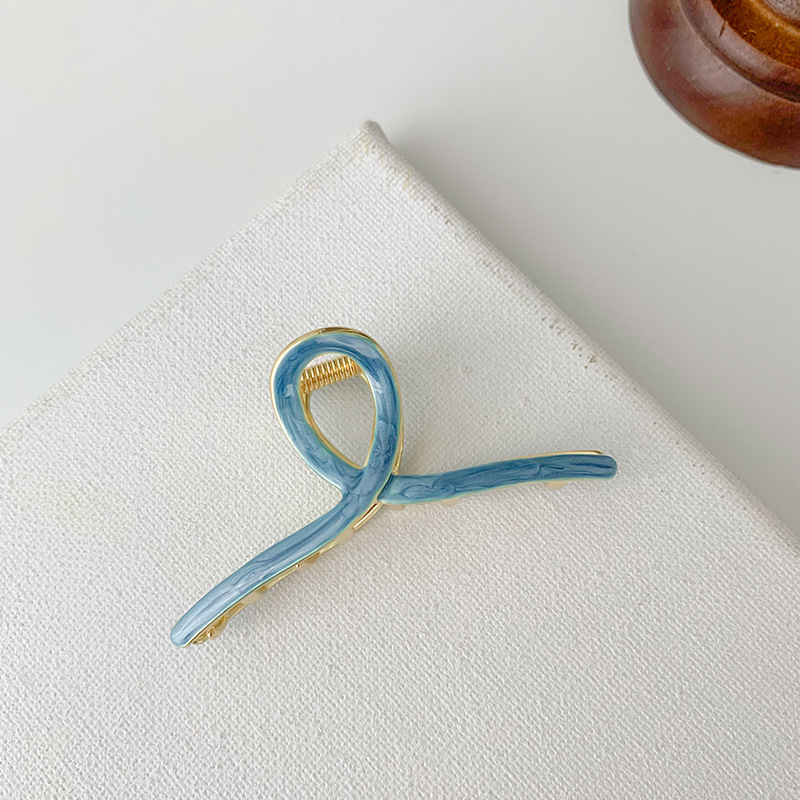 Korean Elegant Ponytail Metal Grip Clip Blue - Shop at LoveMi