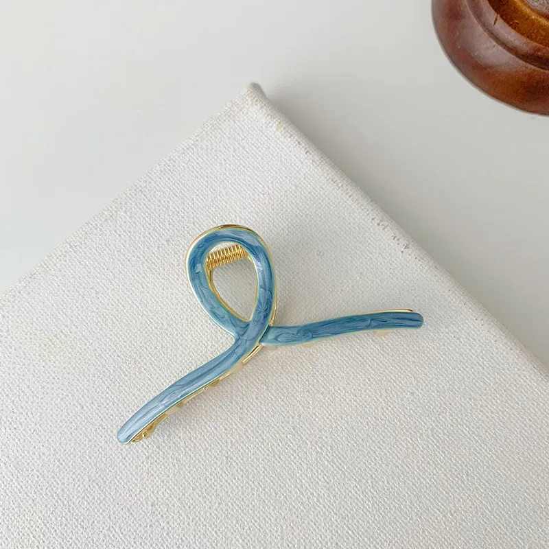 Korean Elegant Ponytail Metal Grip Clip - Blue