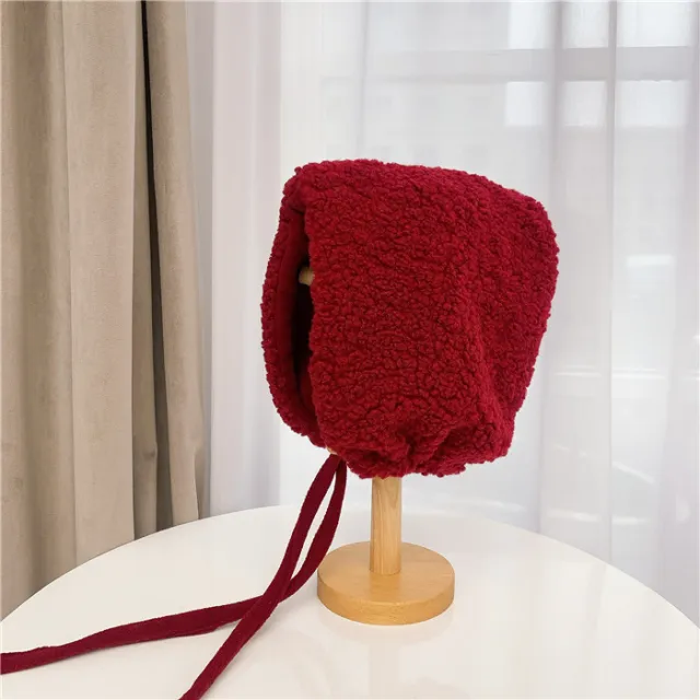 Women's Fashion Temperament Warm Lace Up Windproof Hat Red - Shop at LoveMi