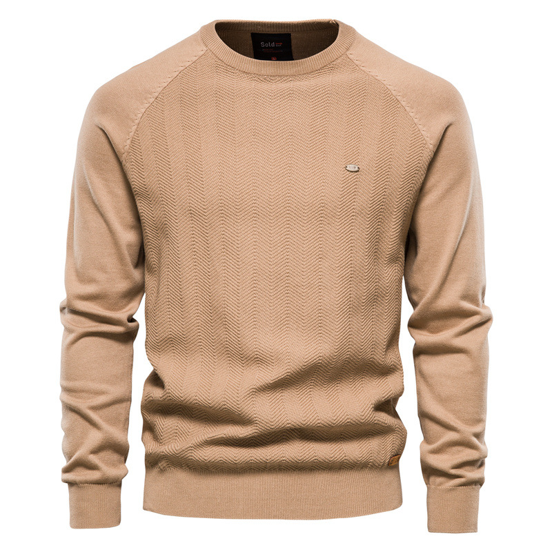 New Men's Solid Color Raglan Sleeve Sweater Casual Men's