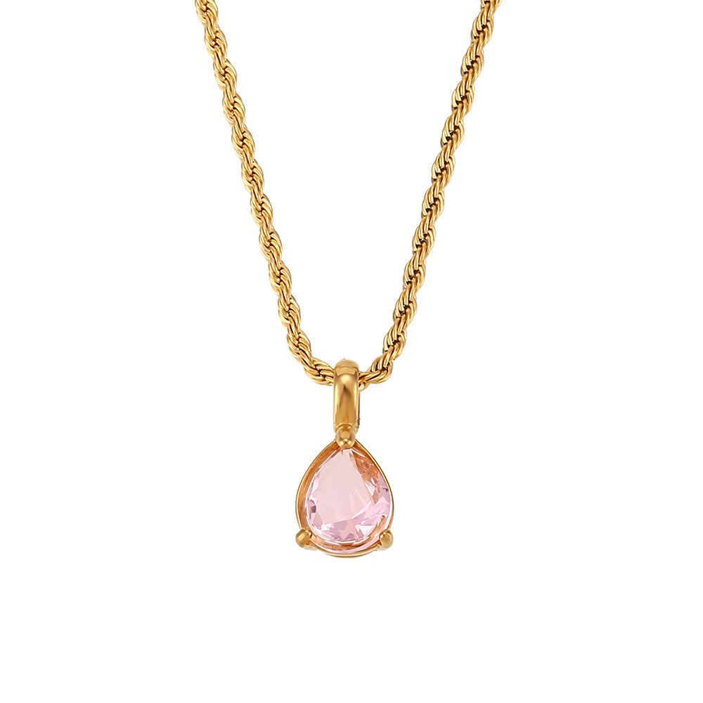Ins Fashion Retro Stainless Steel Niche Drop Diamond Necklace