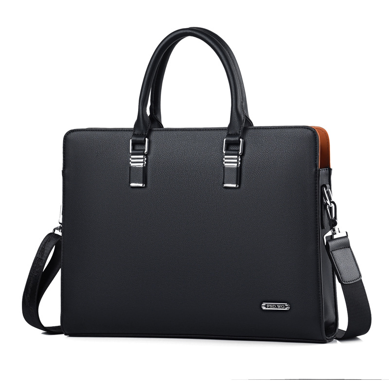 One Shoulder Messenger Official Document Casual Leather Bag Black - Shop at LoveMi