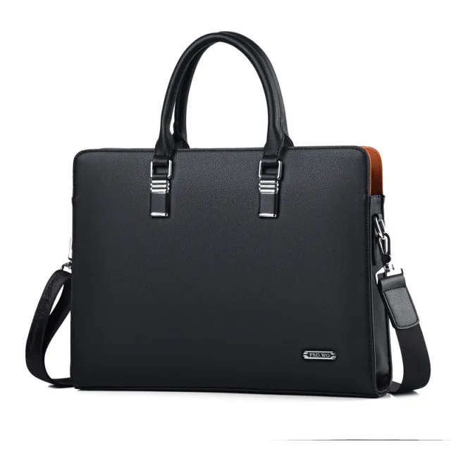 One Shoulder Messenger Official Document Casual Leather Bag Black - Shop at LoveMi