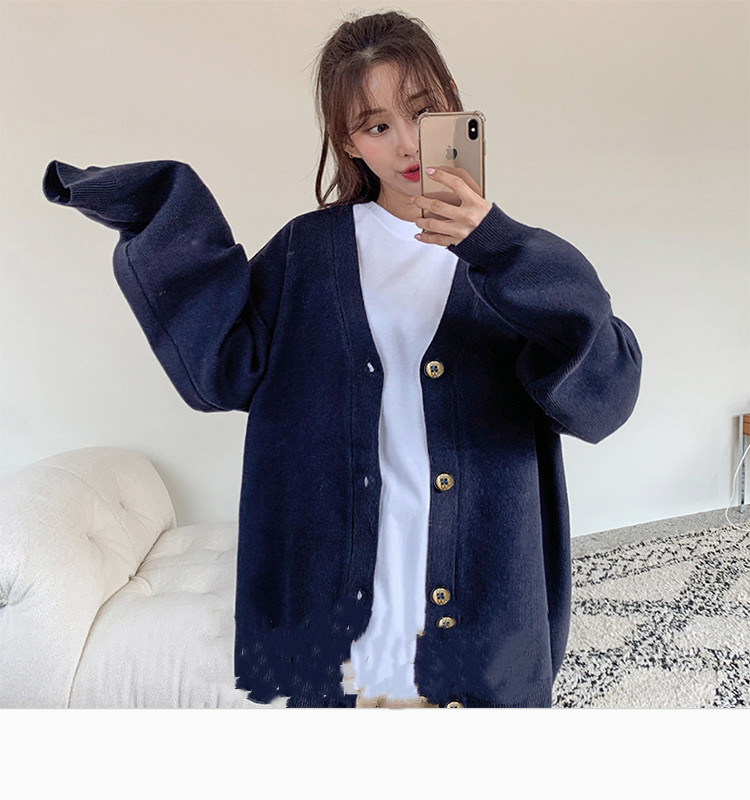 Autumn And Winter Thickened V-neck Cardigan Loose