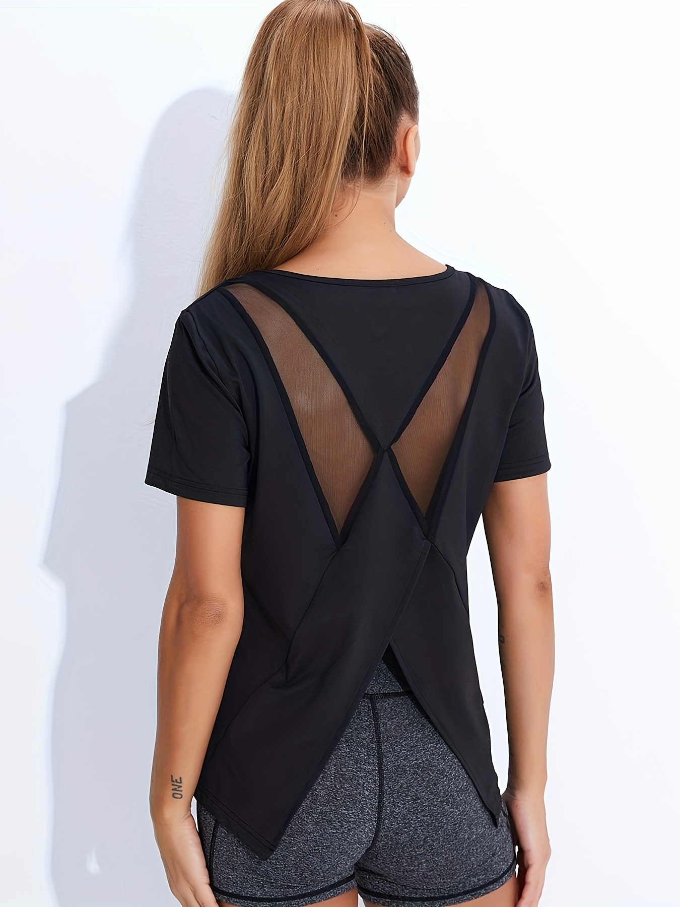 Women's Workout T Shirt Breathable Quick Dry For Gym & Running Black - Shop at LoveMi