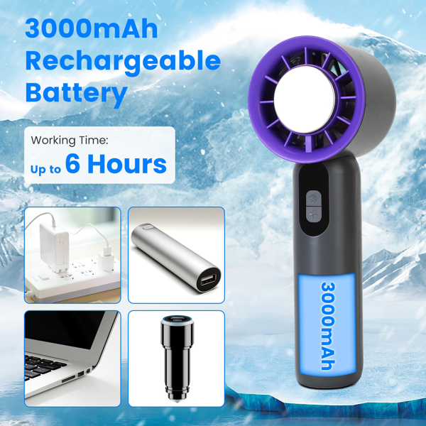 Speed Handheld Cooling Fan With Superconducting Ice Pack, 3000mAh Rechargeable Portable Mini Air Cooler With LCD Display For Summer Outdoor Travel — foto 4
