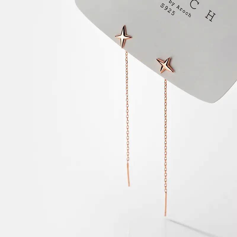 Two Wear Ear Line Sterling Silver Stud Female Mini Silver Earrings
