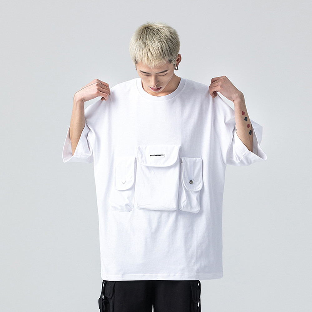 Industrial Function Short Sleeve Men's Trendy Couple Round Neck