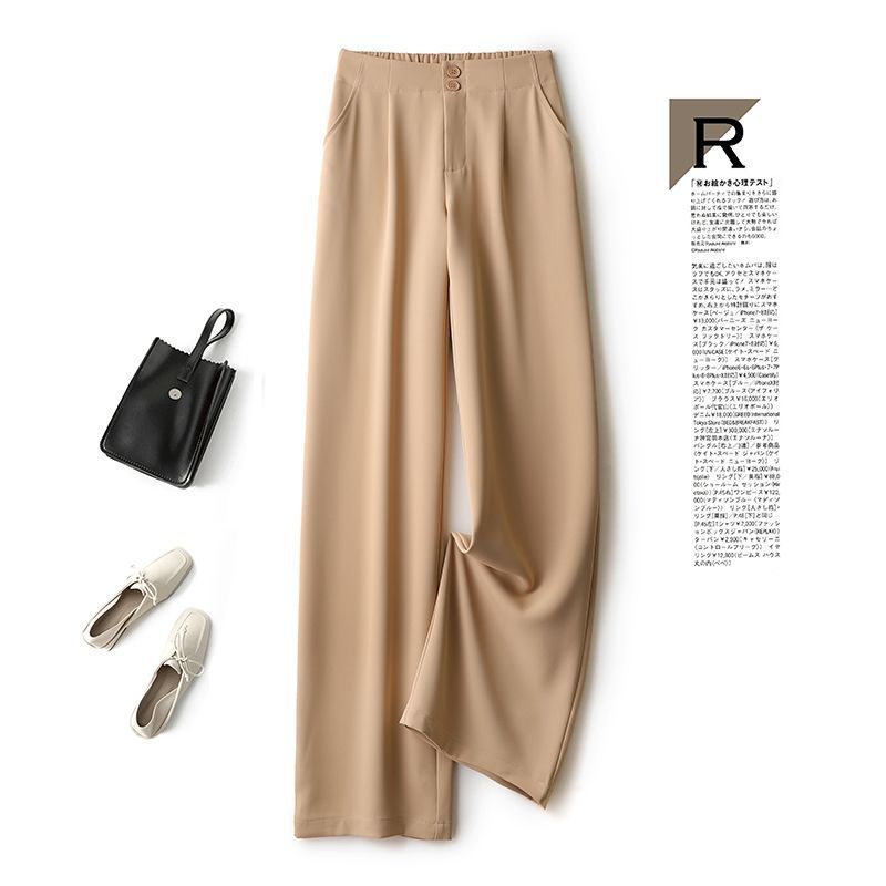 Women's Wide Leg Pants High Waist Drape Straight Casual Mopping Chiffon Suit Pants