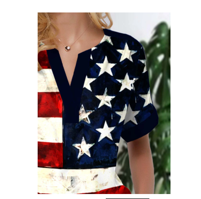 Graffiti Stars And Stripes Print Women's T-shirt