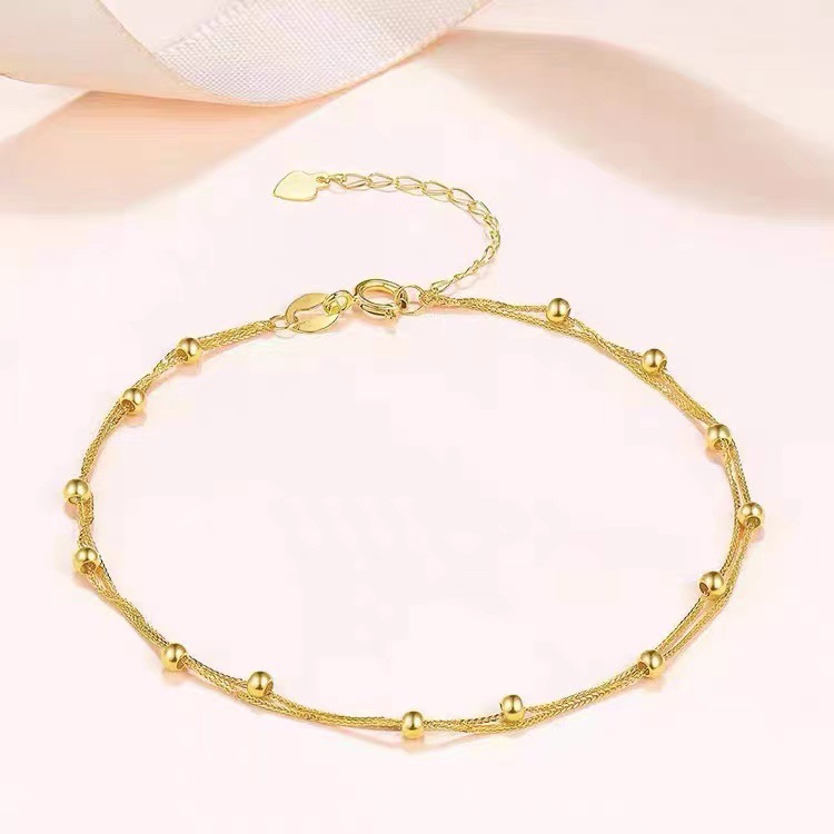 Title 1, Pulsera Estrella Perla Doble Capa Oro 18K