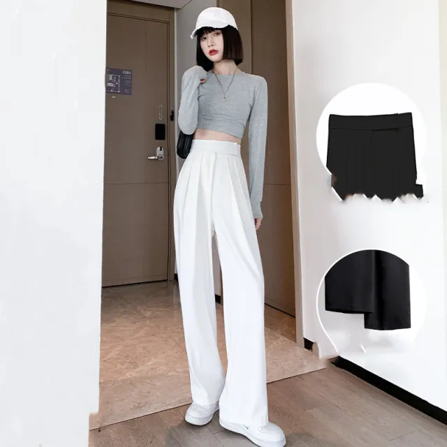 Summer Thin High Waist Loose Drape Straight Cool Cool Pants Casual Fairy Wide leg Pants White - Shop at LoveMi