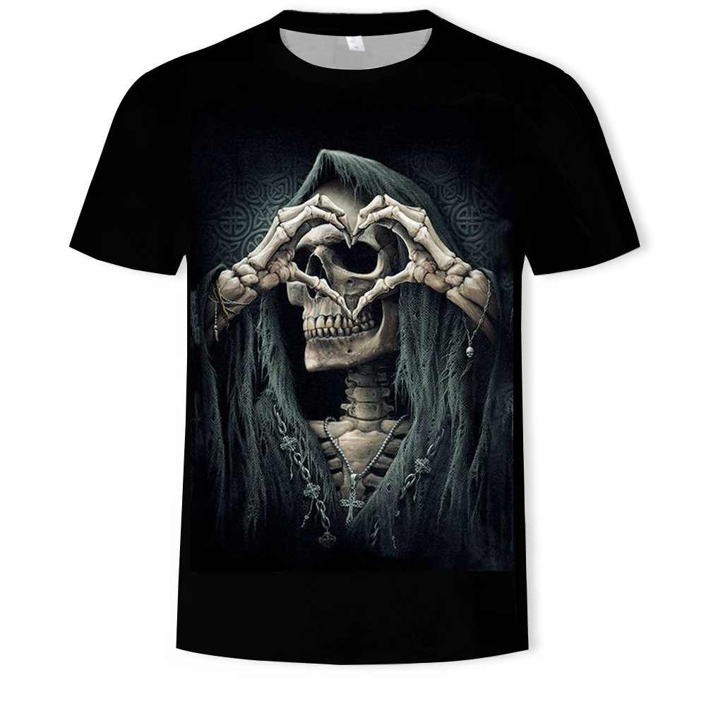 3D Digital Printing Trendy T-shirt Skull Short Sleeve