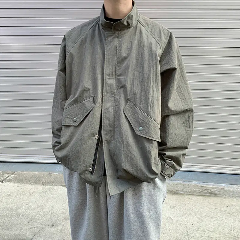 Standing Collar Men's Jacket Loose Korean Casual Top