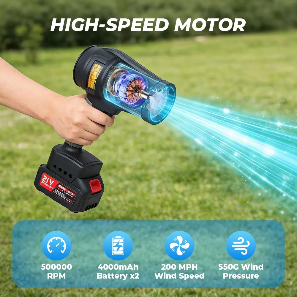 2 Battery Electric Cordless Leaf Blower Turbo