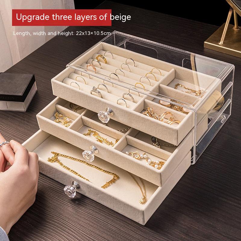 Title 3, Jewelry Flannel Acrylic Storage Box Anti-oxidation