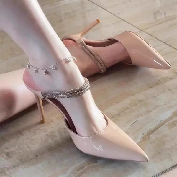 Pointed Toe Rhinestone Elegant Stiletto Women Sandals