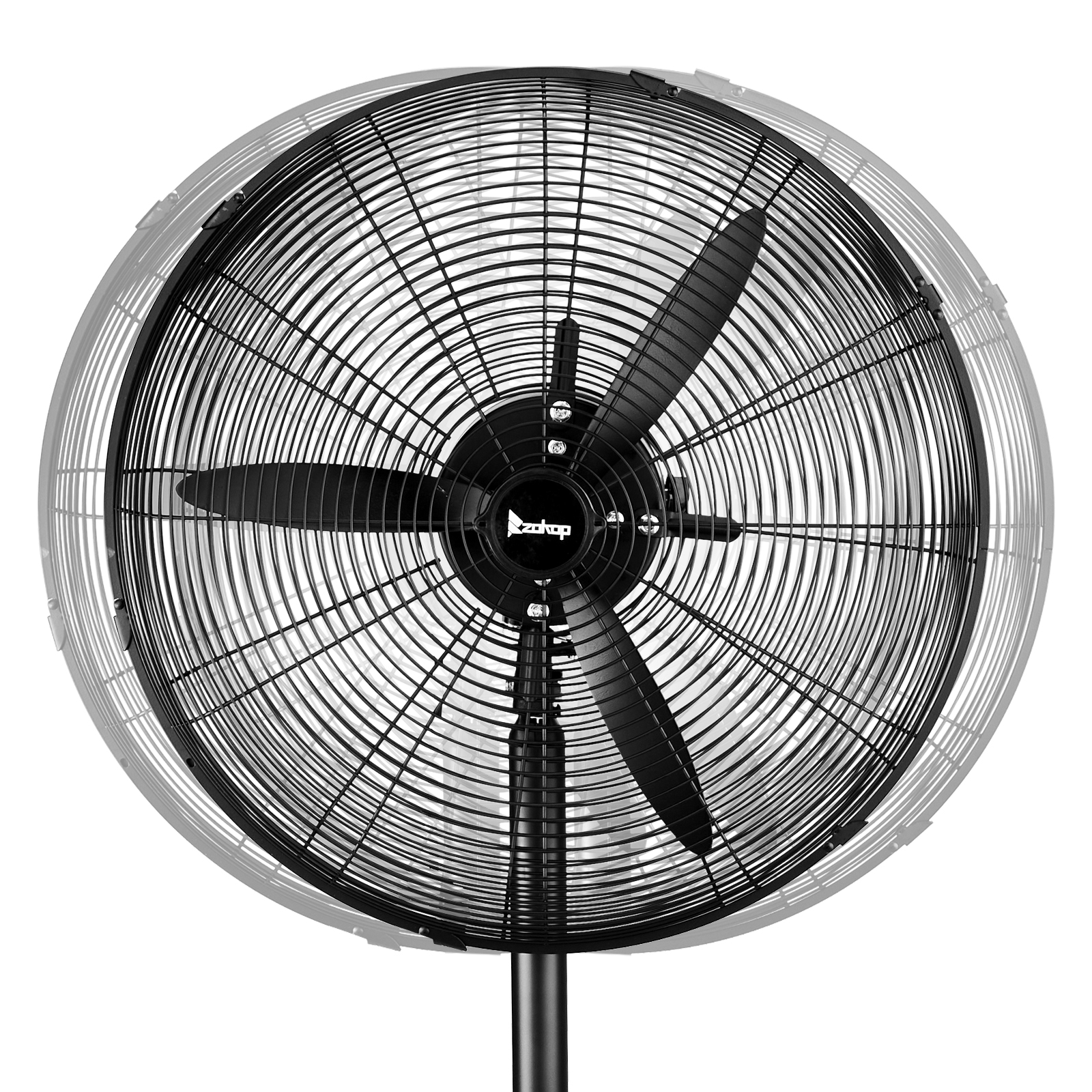20 Inch Oscillating Pedestal Floor Fan, 5000 CFM High Velocity Standing Fan With BLDC Copper Motor, 4 Speeds Adjustable Height & Tilt Aluminum Blades Metal Industrial Fan For Garage Workshop Comm — foto 3