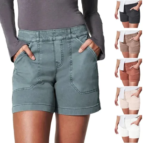 Women's Shorts Summer Fashion High Elasticity with Pockets Casual