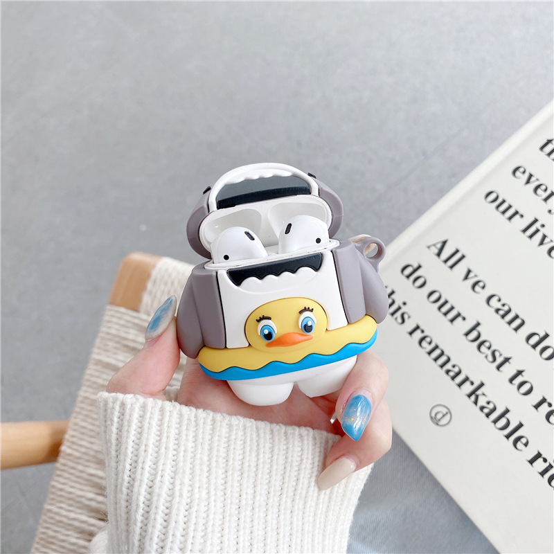 Cute Swimming Ring Shark Bluetooth Earphone Case - Image 5