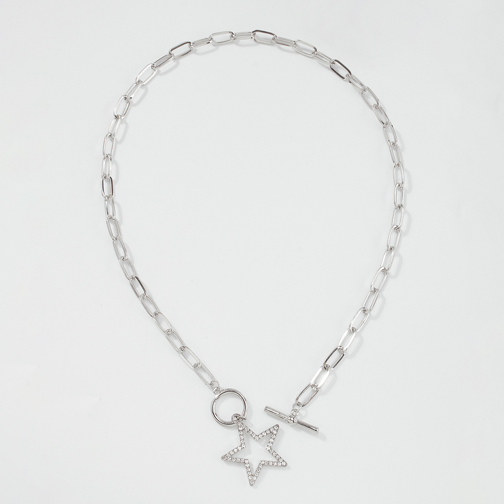 Necklace Imitation Diamond Five-pointed Star Retro Creative New Clavicle Chain