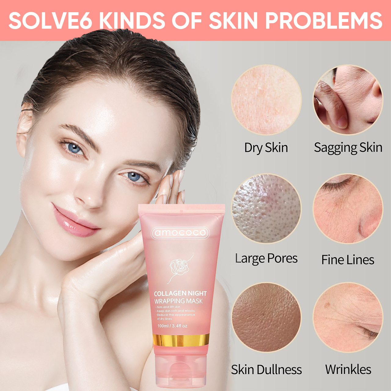 Only Supports Self Pickup With Waybill Collagen Night Wrapping Mask  Firm & Lift Skin, Keep Soft & Elastic, Reduce Dry Lines