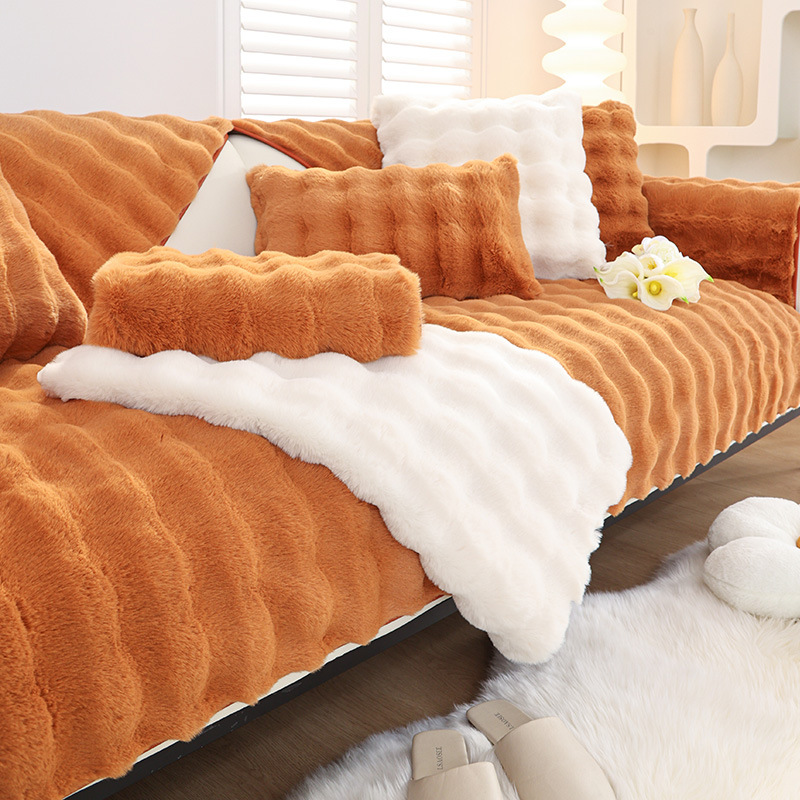 Rabbit Plush Sofa Cushion High-grade Leather Anti-skid — foto 10