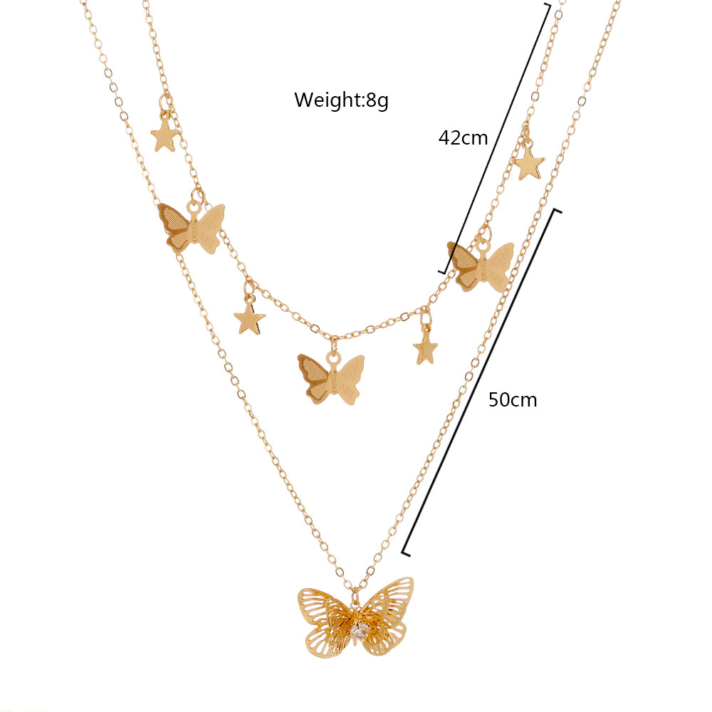 European and American cross-border jewelry, simple and fashionable new products, all-match golden butterfly multi-layer necklace female ins accessories